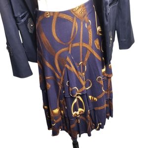 Ralph Lauren ruffle gore Equestrian rayon skirt elastic waist XL NWT